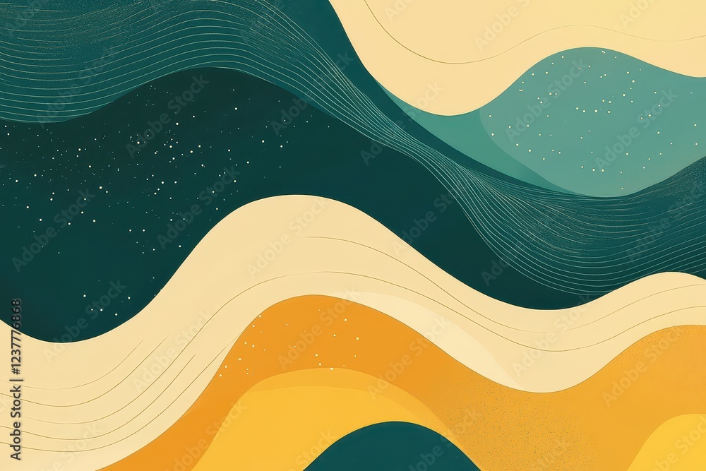 Poster abstract waves in soothing colors create a serene background with gentle curves and textures