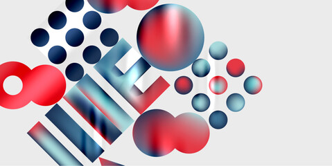 Simple shapes - circles, triangles, rectangles abstract background. Vector Illustration For Wallpaper, Banner, Background, Card, Book Illustration, landing page