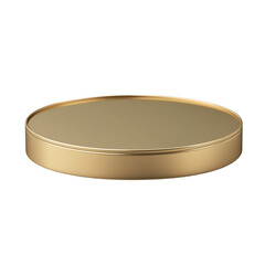 A two-tier gold pedestal stand designed for product display, featuring a sleek and modern finish. Isolated on transparent background, png.