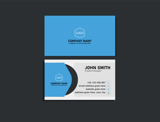 Double-sided creative business card template. Modern presentation card with company logo. Vector business card template. Visiting card for business and personal use. Vector illustration design.