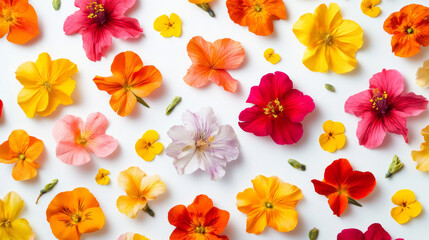 seamless pattern, botanical illustration, beautiful tropical flowers, floral ornament, isolated on white background