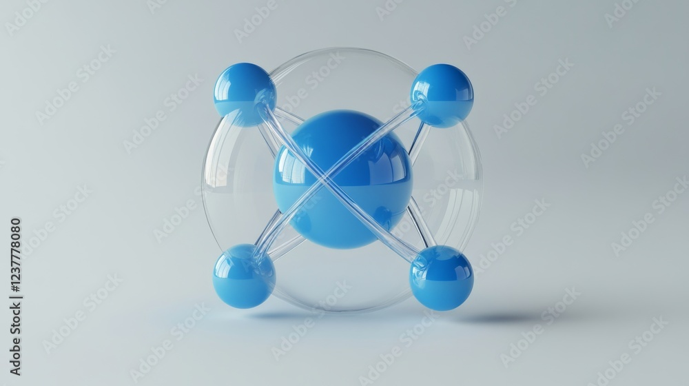 Aufkleber 3d illustration of science background with molecule and atom model, representing molecular structure