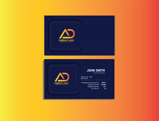 Double-sided creative business card template. Modern presentation card with company logo. Vector business card template. Visiting card for business and personal use. Vector illustration design.