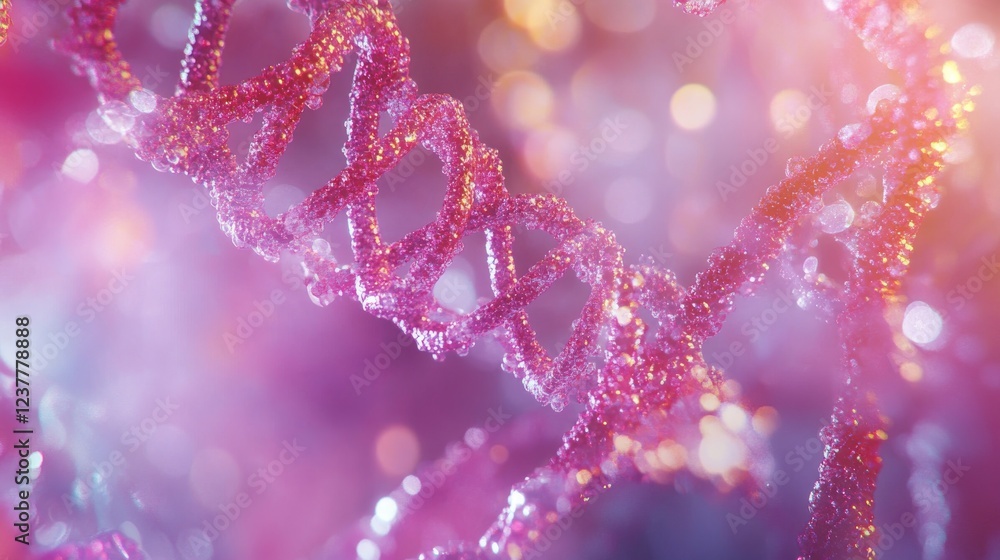 Poster futuristic 3d render of dna helix structure in a high-tech medical technology background with glowin