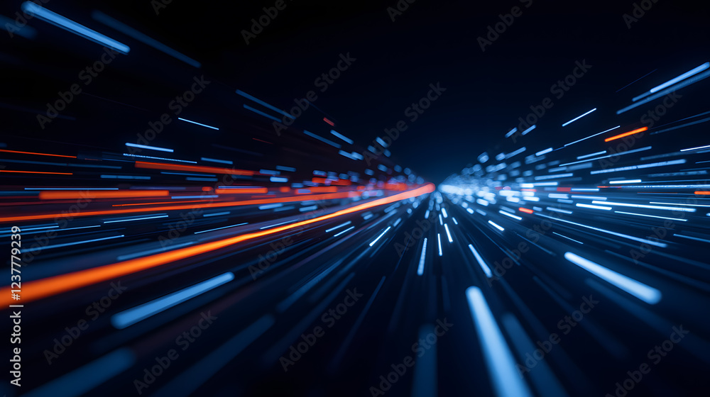 Poster abstract lines of light in motion representing speed, technology, and futuristic concepts with glowi