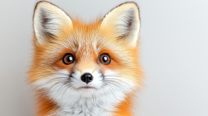 Obraz premium Red fox kit portrait, studio shot, light background, wildlife