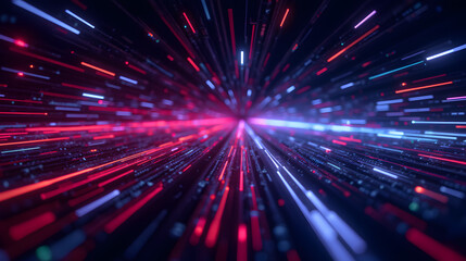Naklejka premium Futuristic Abstract Background of Neon Light Streaks and Patterns in Motion Creating a Dynamic Energetic Visual Effect for Digital Art