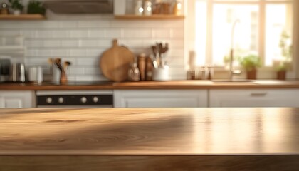 Wooden Countertop in a Bright Modern Kitchen