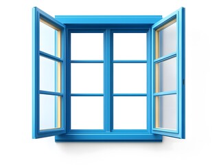 Obraz premium Open Blue Windowpanes Light, Air, View, Frame, Glass, Casement, Design, Home, Style