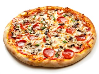 Delicious Pepperoni Mushroom Pizza Cheese, Crust, Slices, Food
