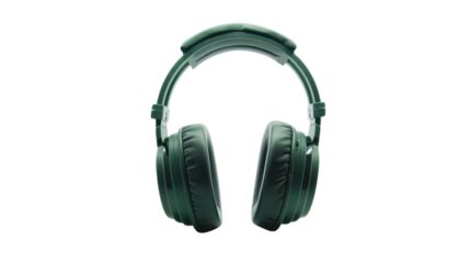 Modern wireless green headphones isolated on transparent background