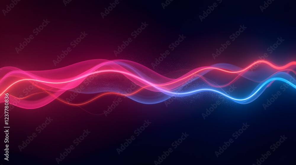Poster vibrant colorful wave patterns with light trails on dark background for abstract artwork and digital