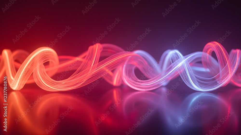 Poster colorful light waves flowing in dynamic patterns against a dark background for abstract and modern d
