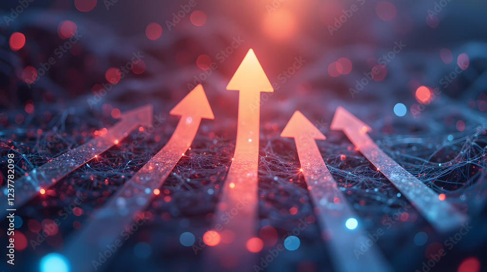 Poster vibrant abstract background with arrows pointing upward signifying growth, success, and progress in 