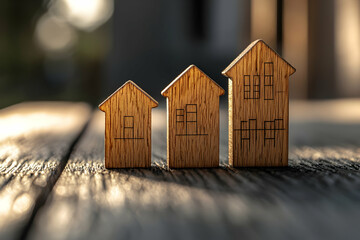 Growing Homes Wooden house models on a table