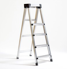 Portable aluminum stepladder, indoor studio, white background, home improvement