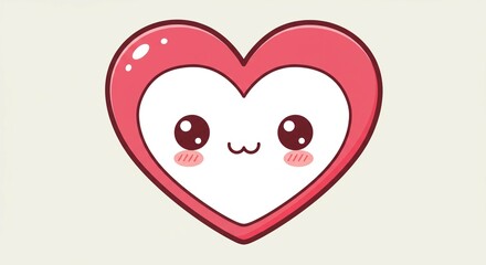 Adorable Kawaii Pink Heart Character Cute Cartoon Love Illustration Romantic Design Element