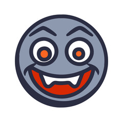 Obraz premium Spooky smiley face icon with exaggerated features in grey and red colors