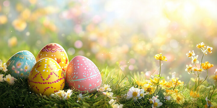 Fr&ouml;hliche Ostern-Hintergrund, Kartenvorlage, Ostereier, fr&ouml;hliche Ostern, Oster-Tapete, Werbeschild, Werbebanner, Frohe Ostern