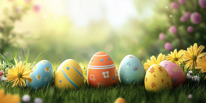 Fr&ouml;hliche Ostern-Hintergrund, Kartenvorlage, Ostereier, fr&ouml;hliche Ostern, Oster-Tapete, Werbeschild, Werbebanner, Frohe Ostern