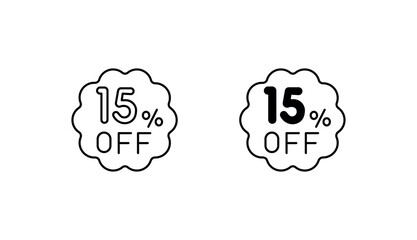 15 Percent Off icon design with white background stock illustration