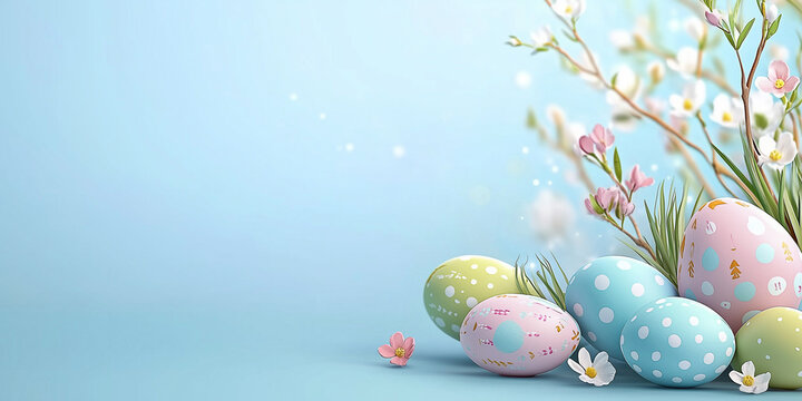 Fr&ouml;hliche Ostern-Hintergrund, Kartenvorlage, Ostereier, fr&ouml;hliche Ostern, Oster-Tapete, Werbeschild, Werbebanner, Frohe Ostern