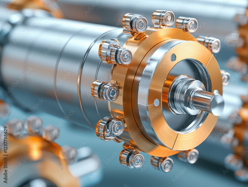Poster quantum computing potential concept. a close-up of a metallic cylinder featuring intricate details, 
