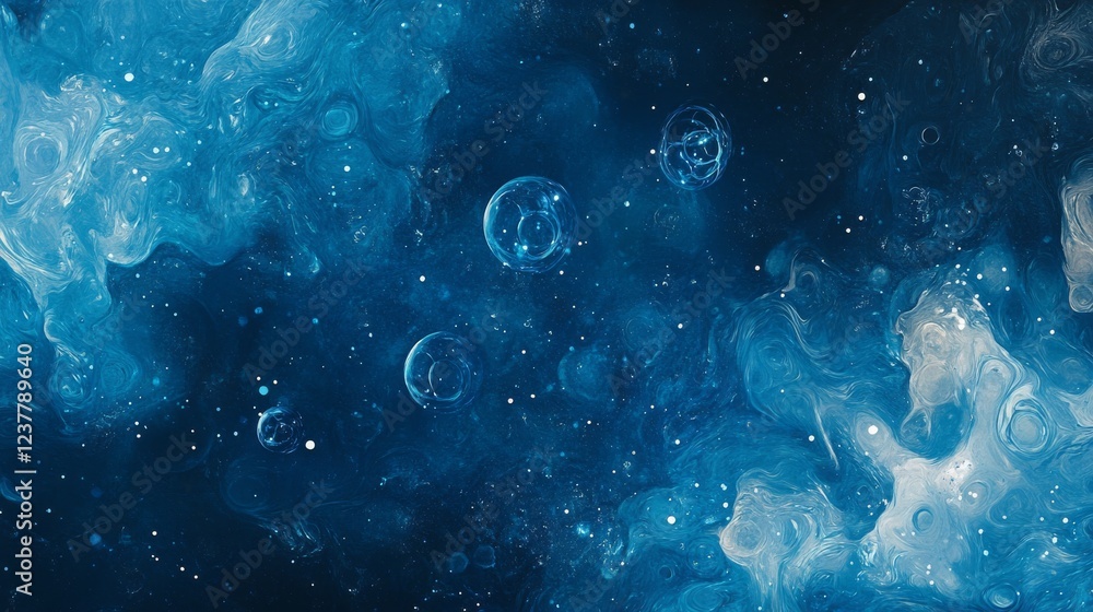 Aufkleber abstract blue molecular structure with glowing connections and digital data elements, representing s