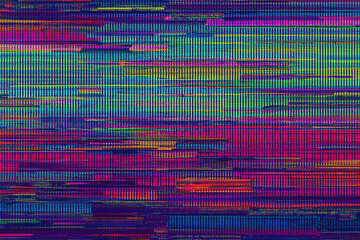 Glitch noise static television. Royalty high-quality free best stock of abstract digital motion glitch art distorted background, CRT tv screen no signal, error, noise and distortions effect, colorful