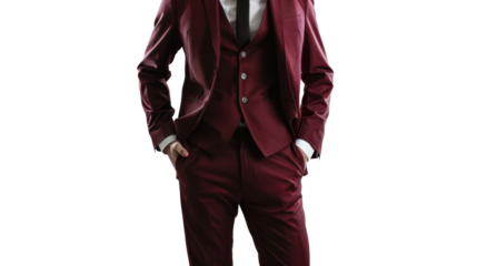 Businessman posing with hands in pockets, transparent background