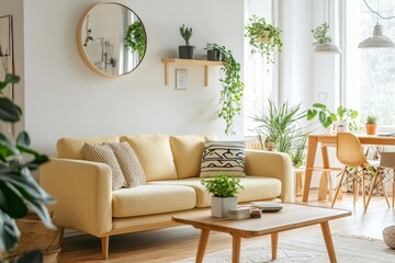 Bright living room, plants, sofa, window, sunlight, interior design, home decor, lifestyle