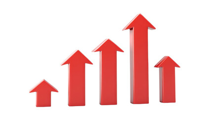 red arrow up isolated on white background 