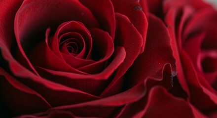 Naklejka premium Close up View of Deep Red Rose Petals Romantic Floral Macro Photography