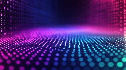 Abstract digital wave glowing in neon purple, blue, and pink;  futuristic tech background, for website design