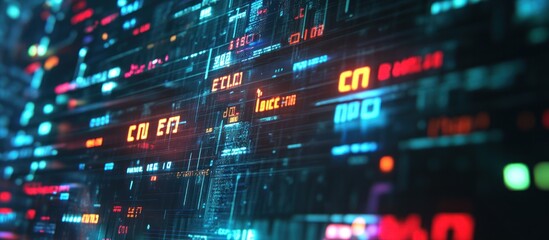 Obraz premium A digital abstract representation of data streams and code elements.