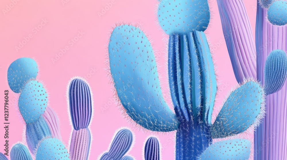 Poster modern desert-themed cactus seamless pattern with stylish elements.