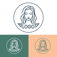 Beautiful woman minimalist logo vector illustration