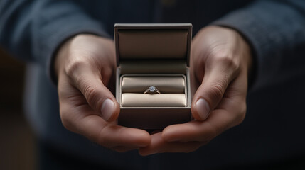 person holding a diamond engagement ring