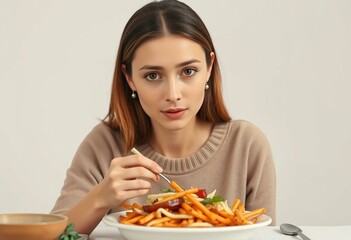 Female eating at a table