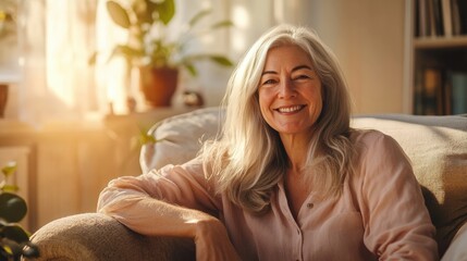 happy senior woman relaxing at home