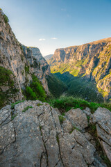 Vikos Gorge from the Oxya Viewpoint in the  national park  in Vikos-Aoos in zagori, northern Greece. Nature landscape