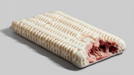 Strawberry ice cream bar, bitten, studio shot, gray background, food photography