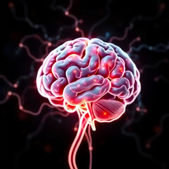 Fototapeta premium Human brain digital light electrical activity flashes generative AI tools
