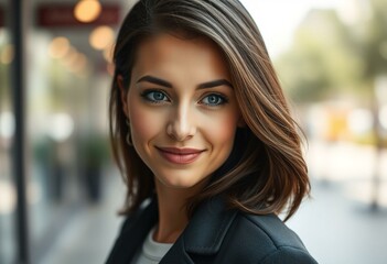Obraz premium Stylish woman in natural light with blurred background