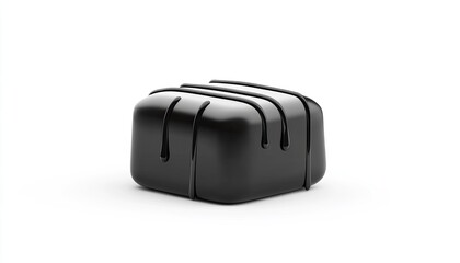 Abstract black object with smooth curves and lines, isolated on white background, suitable for modern design