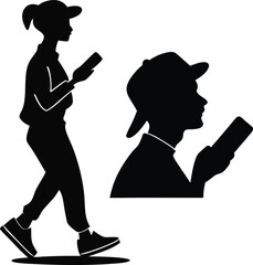 silhouettes of people Phone User