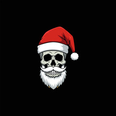 Santa Skull A Festive, Darkly Humorous Illustration