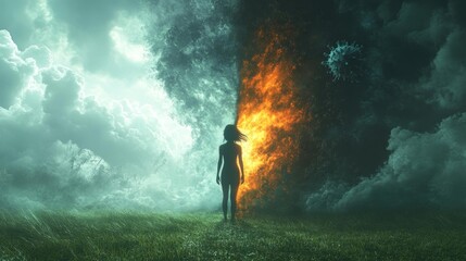 Split Worlds: Fire and Virus. Generative AI