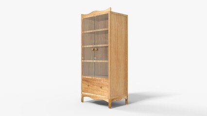 Wooden Closet For Christmas gifts isolated on white