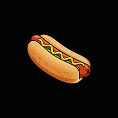 Hot Dog Delight A Vibrant Cartoon-Style Food Illustration